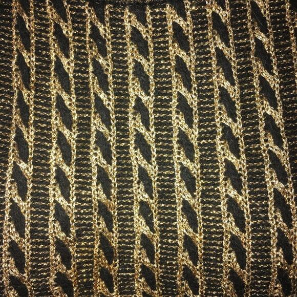 Vintage 1980's Renee Tener for Jeanne Pierre Black & Metallic Gold Sweater S - Picture 3 of 8